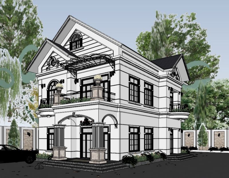 g7287 แบบบ้านสองชั้นหลังคาจั่ว two story classic gable house style 4