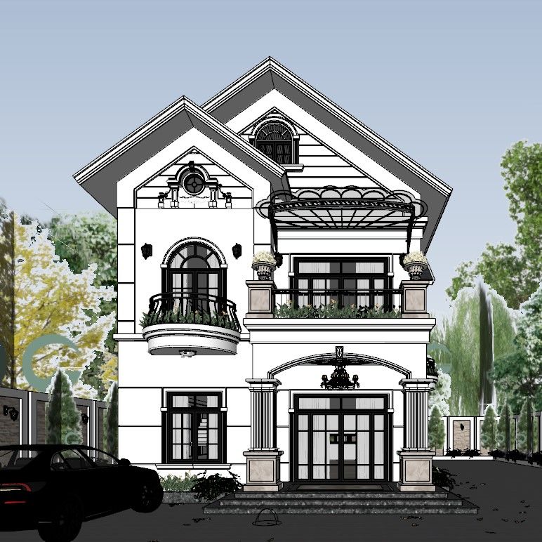 g7287 แบบบ้านสองชั้นหลังคาจั่ว two story classic gable house style 5