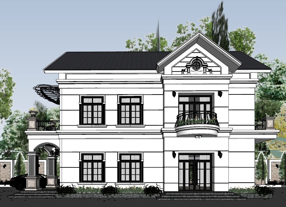 g7287 แบบบ้านสองชั้นหลังคาจั่ว two story classic gable house style 6