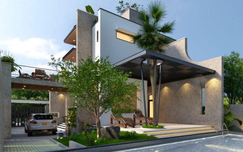 m5995 แบบบ้านสองชั้นโมเดิร์นทรอปิคอล two story tropical modern house tropical modern house