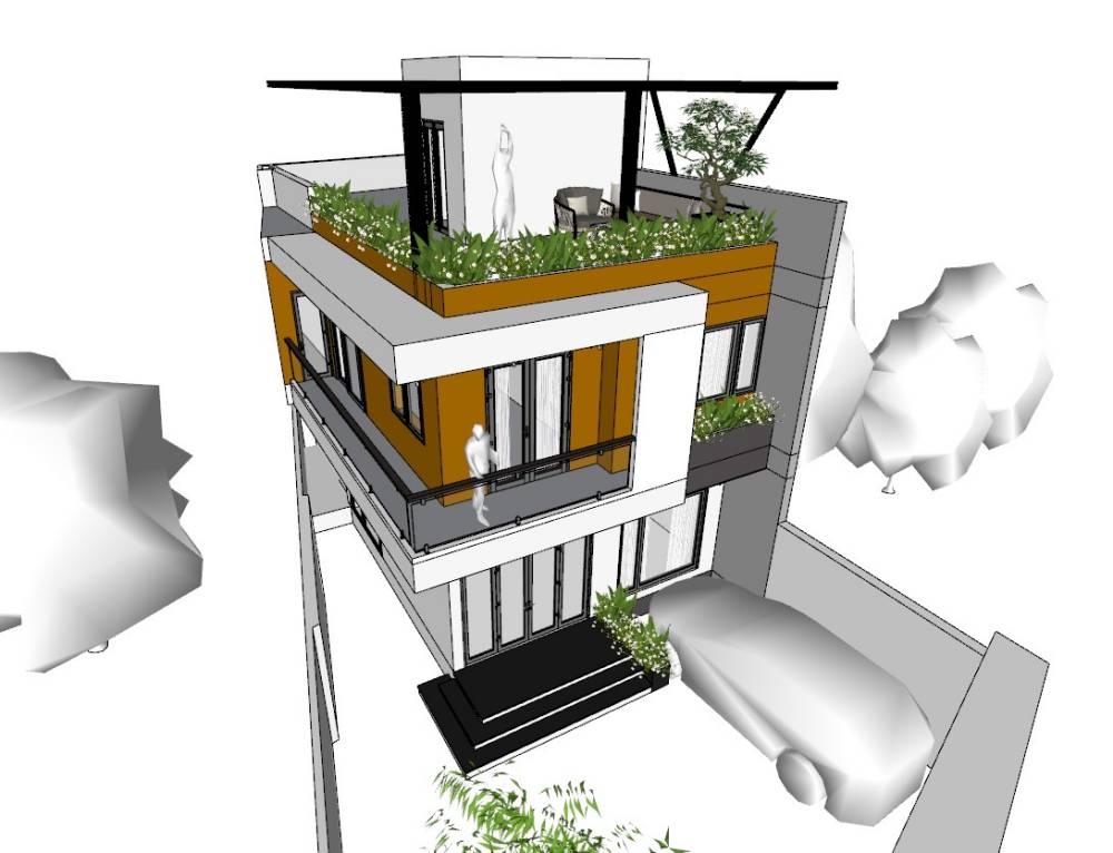 mbdth5006 แบบบ้านสามชั้นทรงตึกสไตล์โมเดิร์นทาวน์โฮมมีดาดฟ้า 8