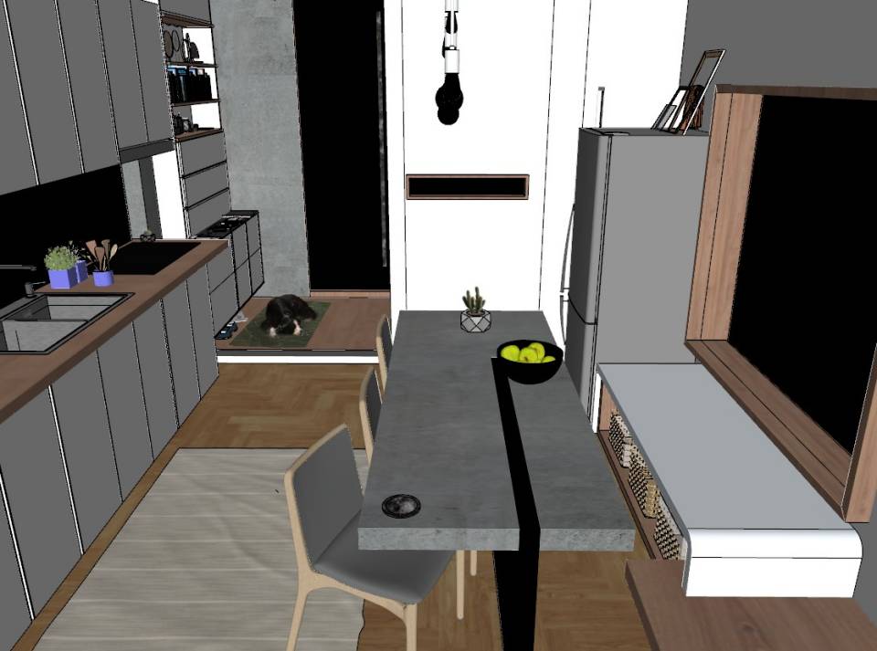 wmk3307 แบบห้องครัวสไตล์โมเดิร์นอบอุ่นโทนสีขาวตัดพื้นไม้ 2