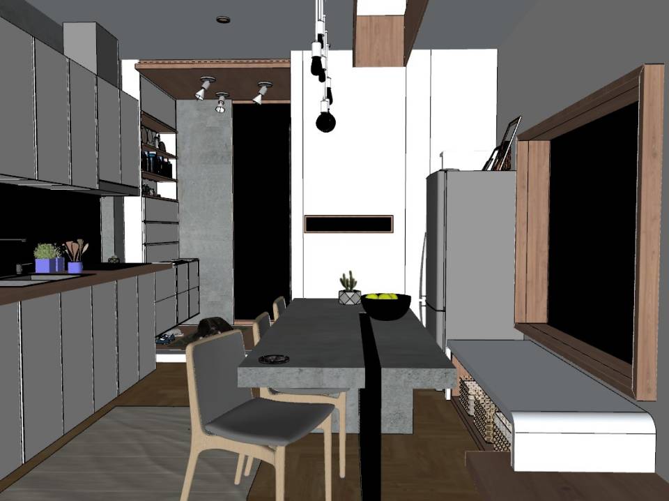 wmk3307 แบบห้องครัวสไตล์โมเดิร์นอบอุ่นโทนสีขาวตัดพื้นไม้ 3