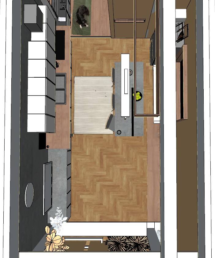 wmk3307 แบบห้องครัวสไตล์โมเดิร์นอบอุ่นโทนสีขาวตัดพื้นไม้ 5