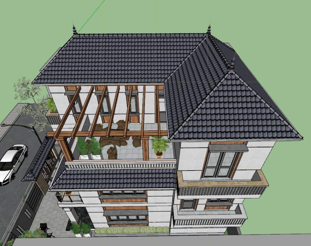 cth5063 แบบบ้านสามชั้นทาวน์โฮมหลังคาปั้นหยาสไตล์คอนเทมโพรารี่ร่วมสมัย 4