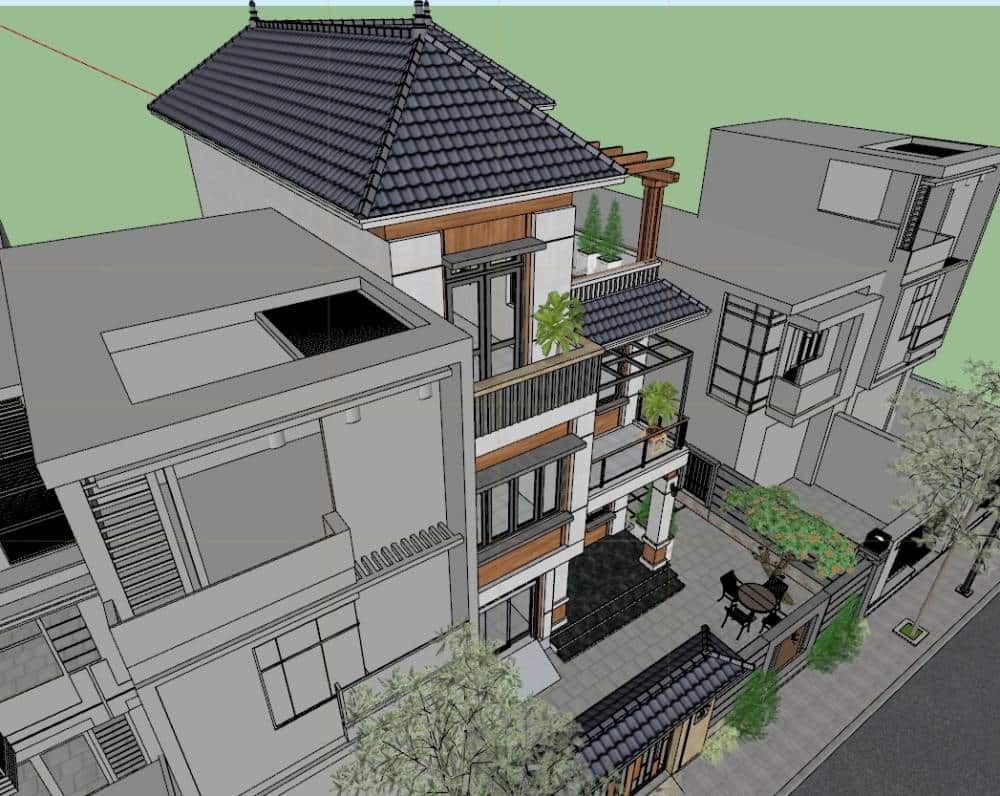 cth5063 แบบบ้านสามชั้นทาวน์โฮมหลังคาปั้นหยาสไตล์คอนเทมโพรารี่ร่วมสมัย 8